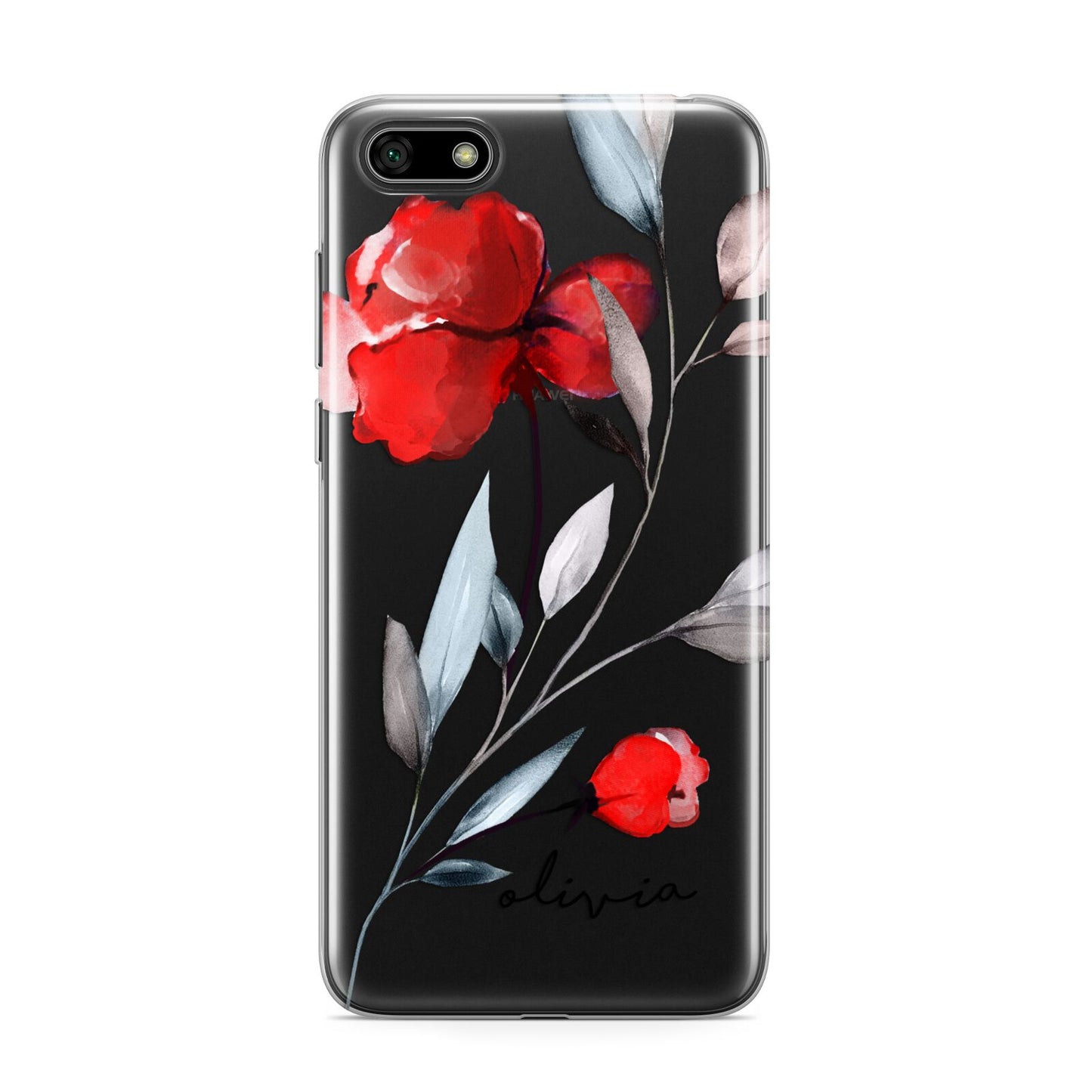 Personalised Red Roses Floral Name Huawei Y5 Prime 2018 Phone Case