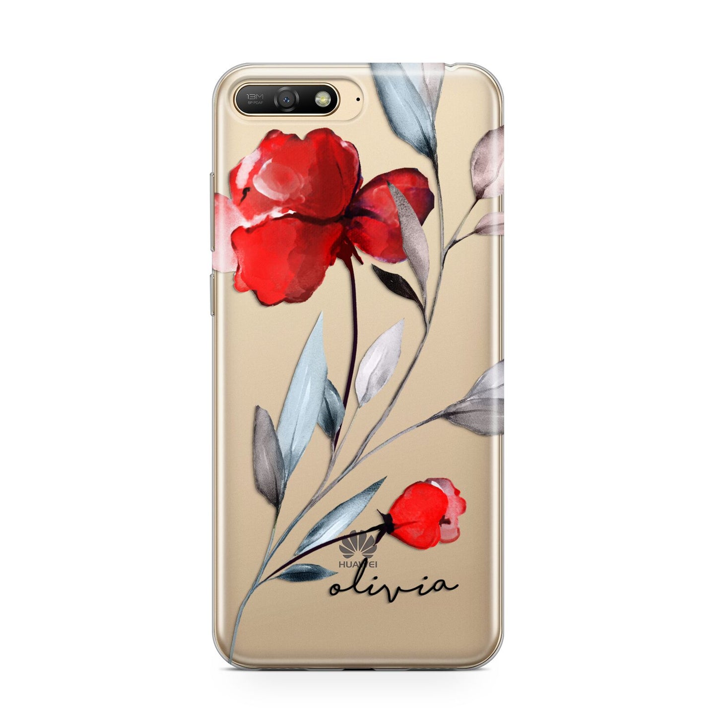 Personalised Red Roses Floral Name Huawei Y6 2018