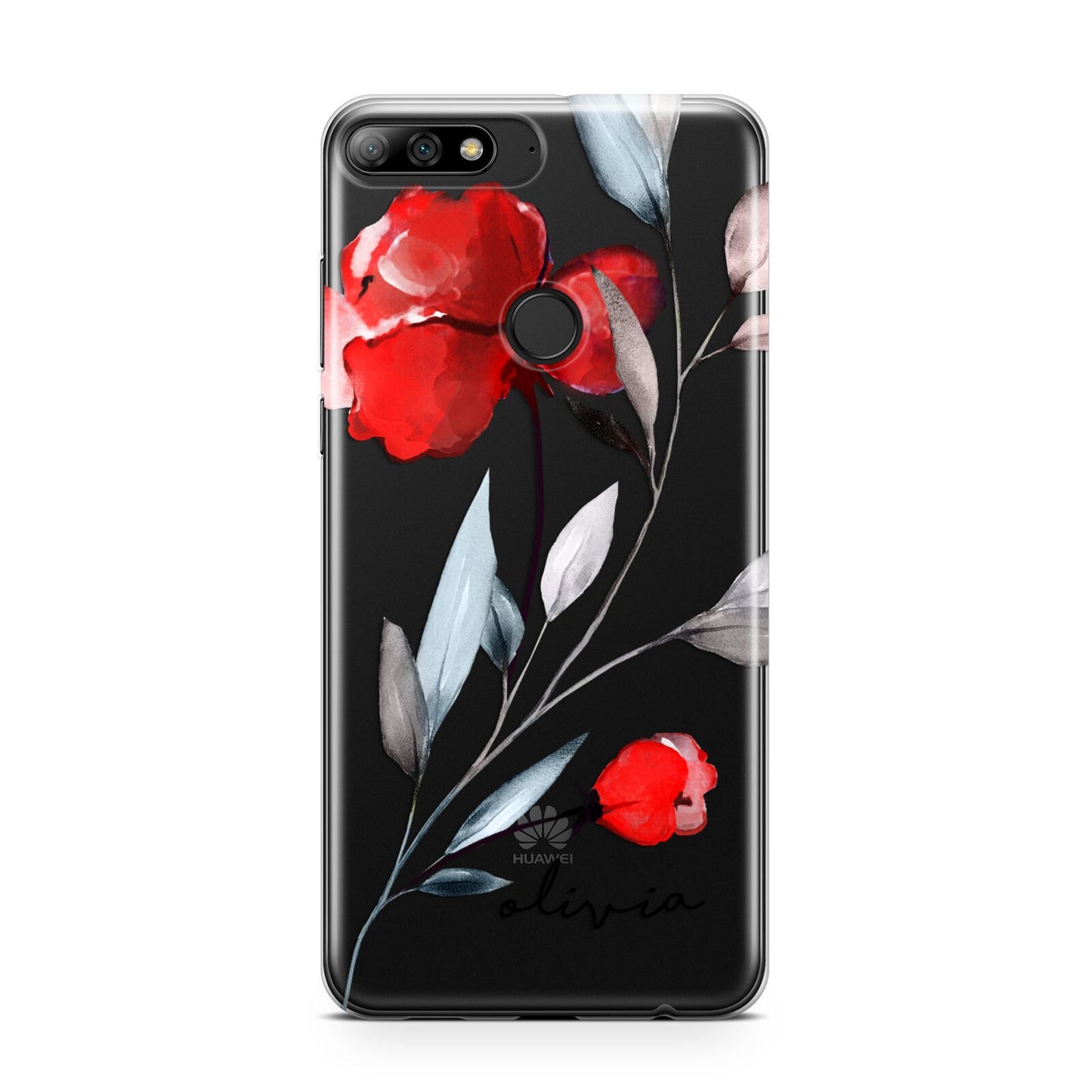 Personalised Red Roses Floral Name Huawei Y7 2018