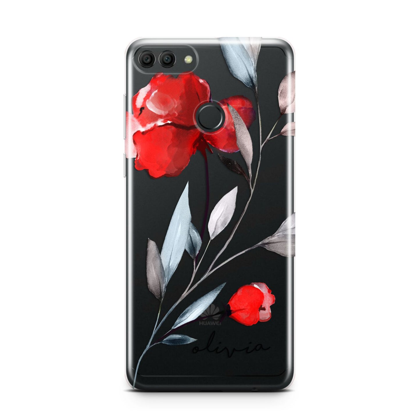 Personalised Red Roses Floral Name Huawei Y9 2018