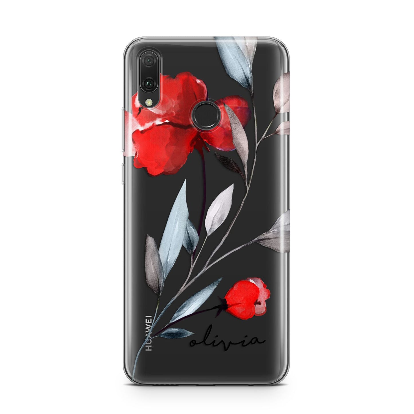 Personalised Red Roses Floral Name Huawei Y9 2019