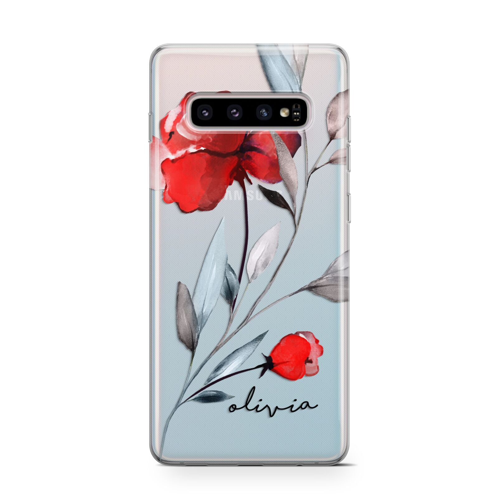 Personalised Red Roses Floral Name Protective Samsung Galaxy Case