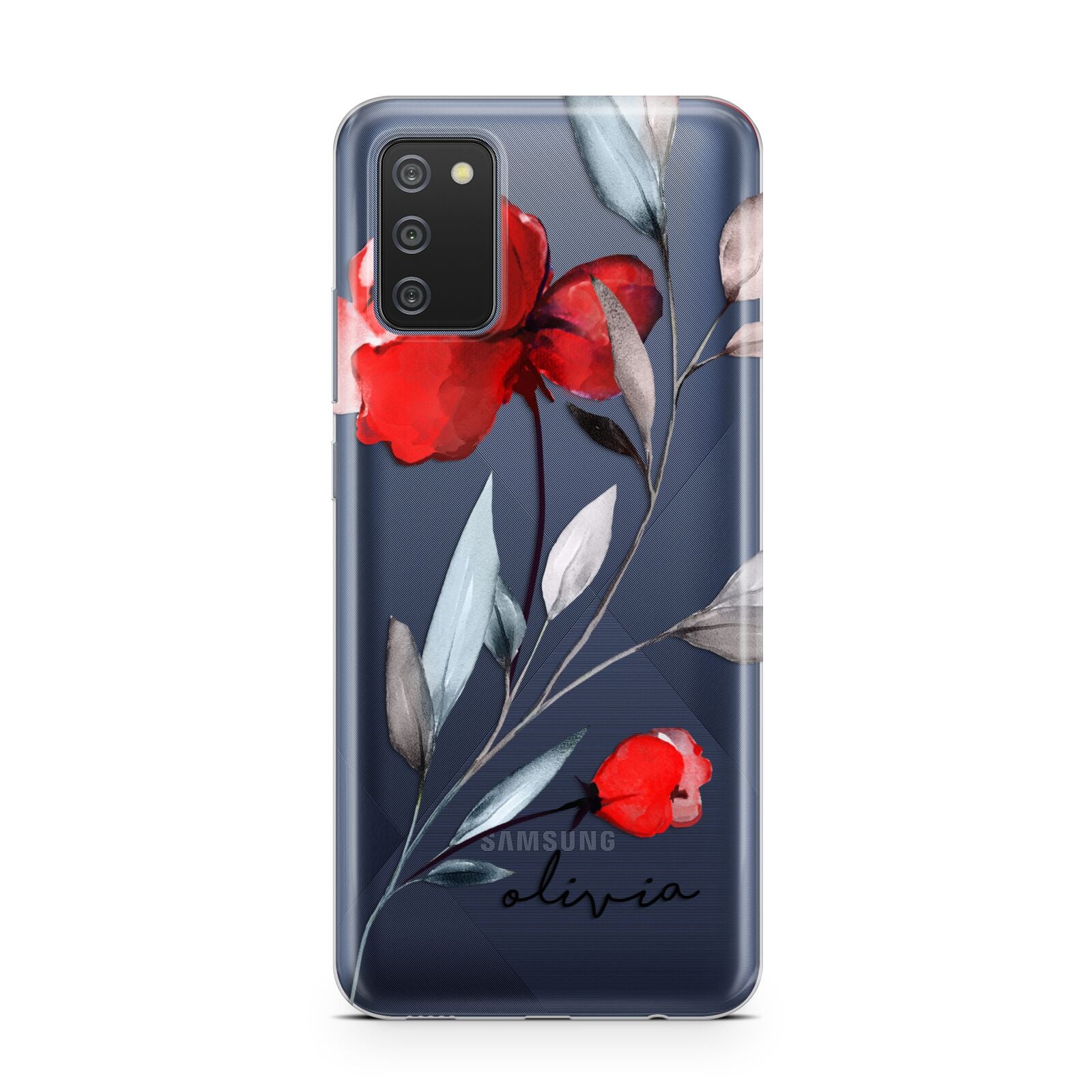 Personalised Red Roses Floral Name Samsung A02s Case