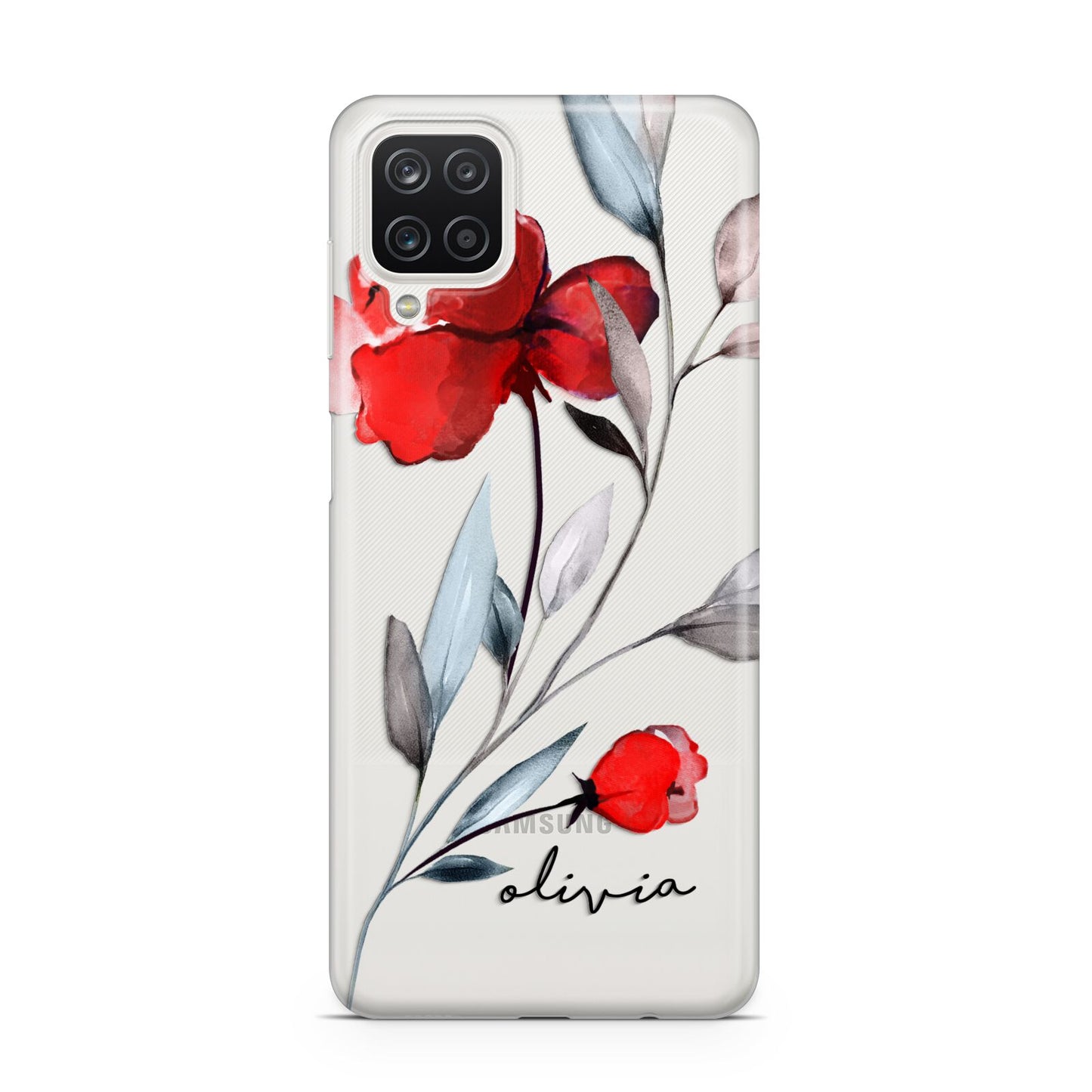 Personalised Red Roses Floral Name Samsung A12 Case