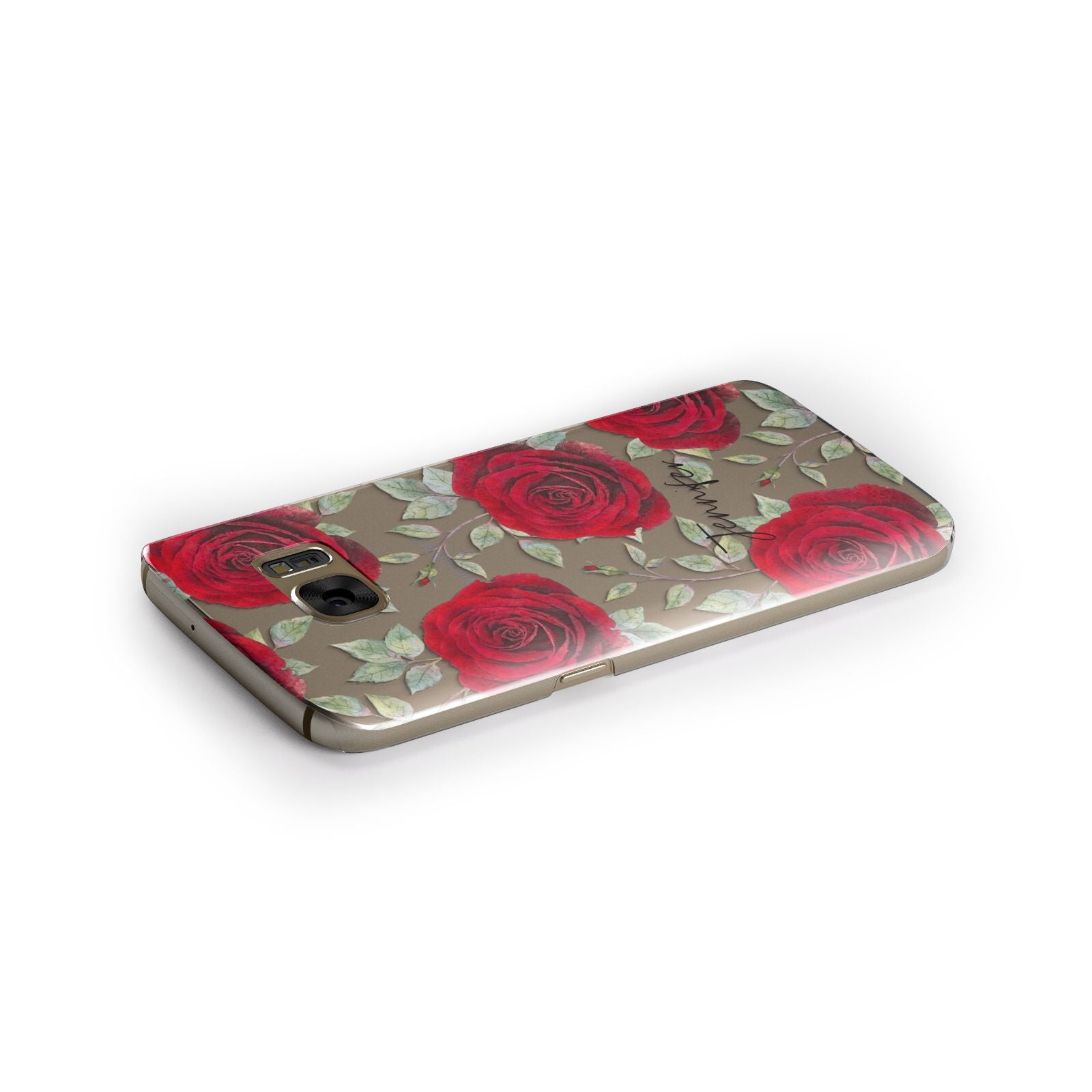 Personalised Red Roses Samsung Galaxy Case Side Close Up