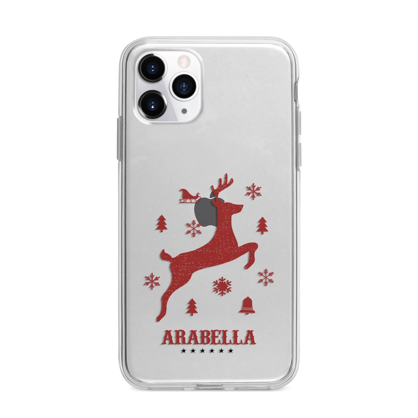 Personalised Reindeer Apple iPhone 11 Pro Max in Silver with Bumper Case