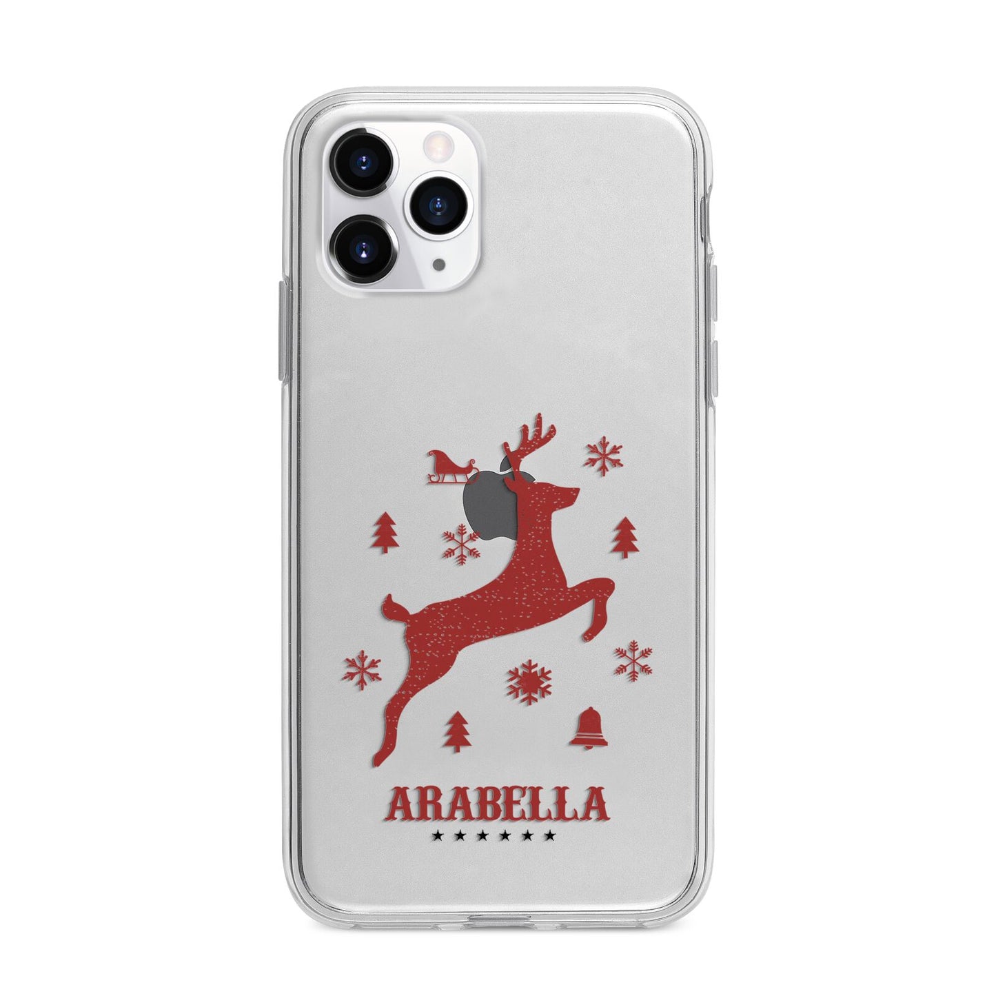 Personalised Reindeer Apple iPhone 11 Pro in Silver with Bumper Case