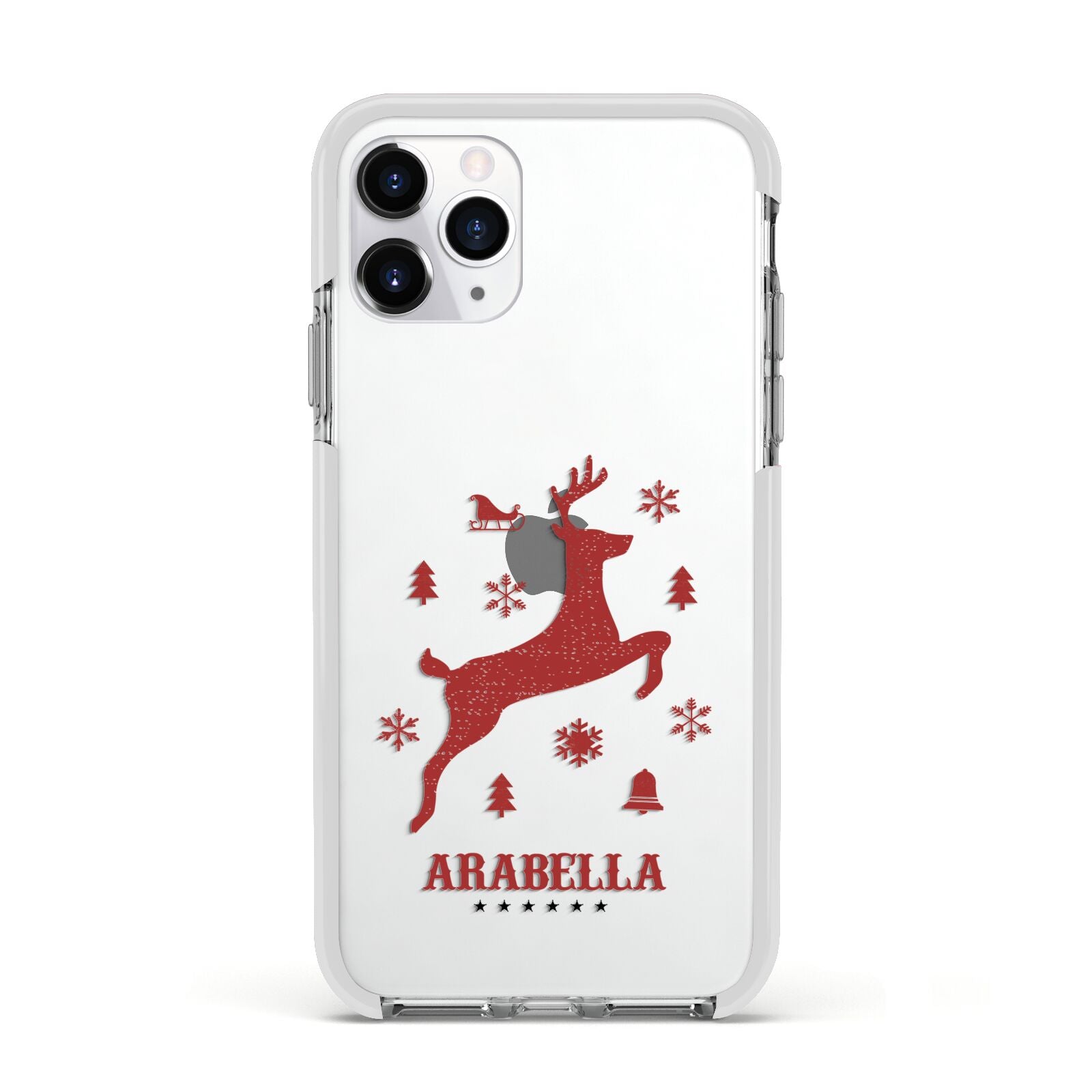 Personalised Reindeer Apple iPhone 11 Pro in Silver with White Impact Case