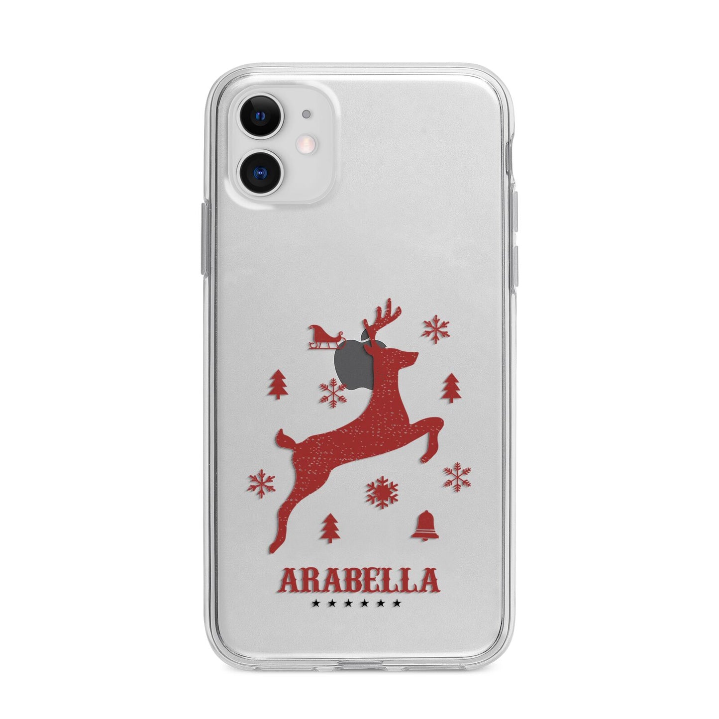 Personalised Reindeer Apple iPhone 11 in White with Bumper Case