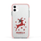 Personalised Reindeer Apple iPhone 11 in White with Pink Impact Case