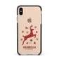 Personalised Reindeer Apple iPhone Xs Max Impact Case Black Edge on Gold Phone