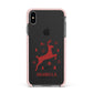 Personalised Reindeer Apple iPhone Xs Max Impact Case Pink Edge on Black Phone