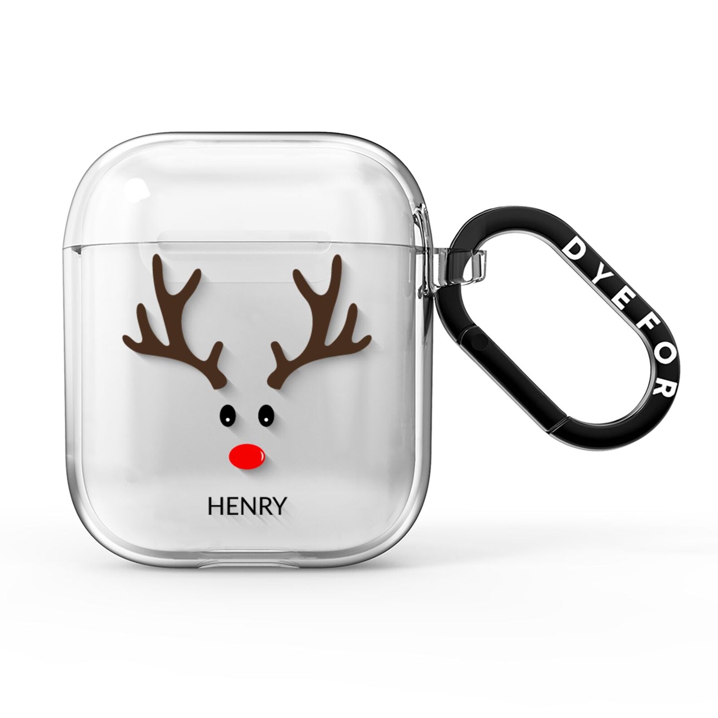 Personalised Reindeer Face AirPods Clear Case