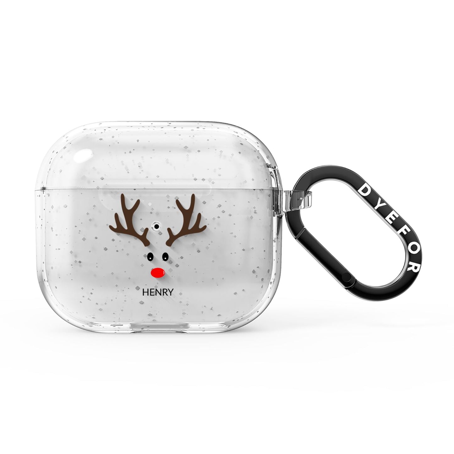 Personalised Reindeer Face AirPods Glitter Case 3rd Gen