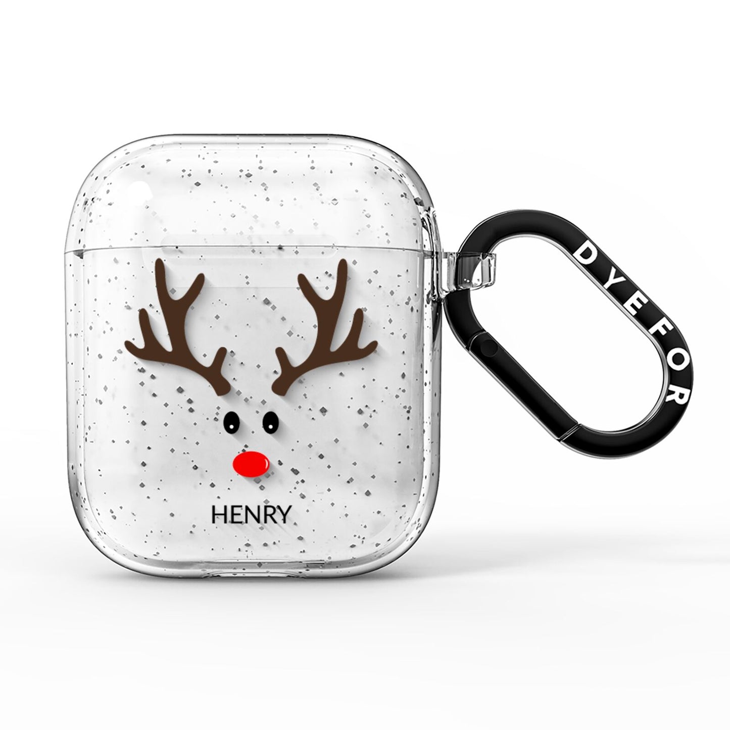 Personalised Reindeer Face AirPods Glitter Case