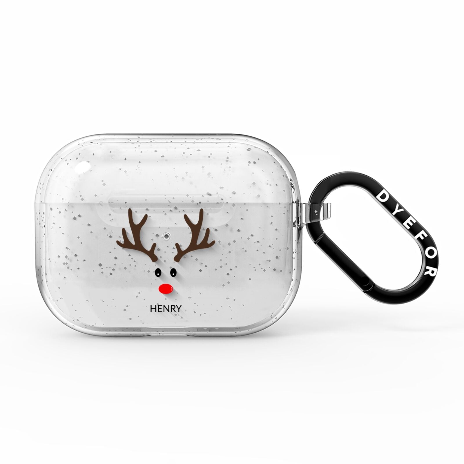 Personalised Reindeer Face AirPods Pro Glitter Case