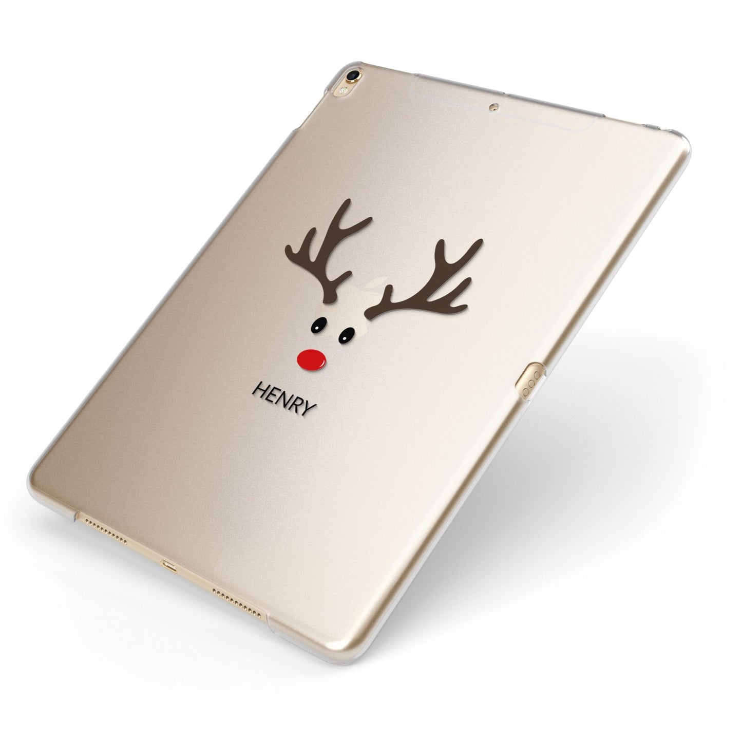 Personalised Reindeer Face Apple iPad Case on Gold iPad Side View