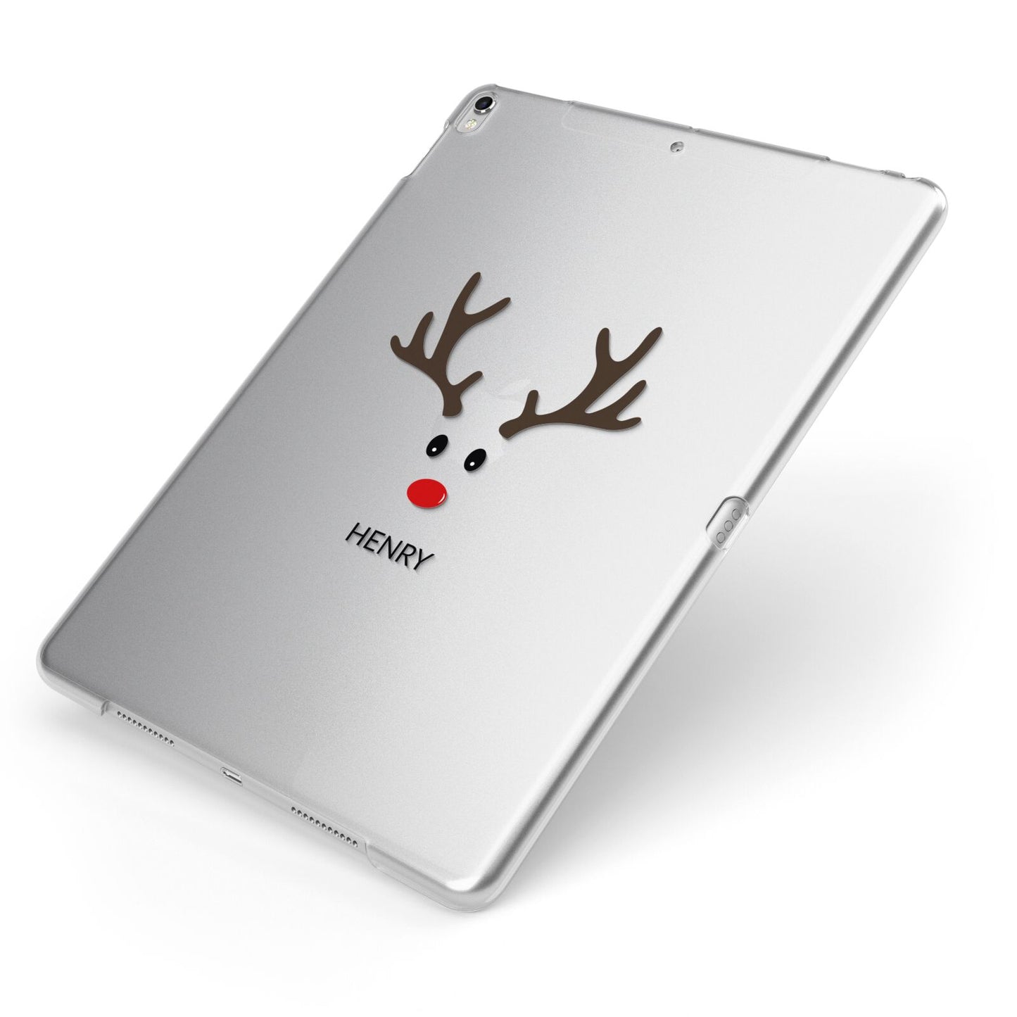 Personalised Reindeer Face Apple iPad Case on Silver iPad Side View