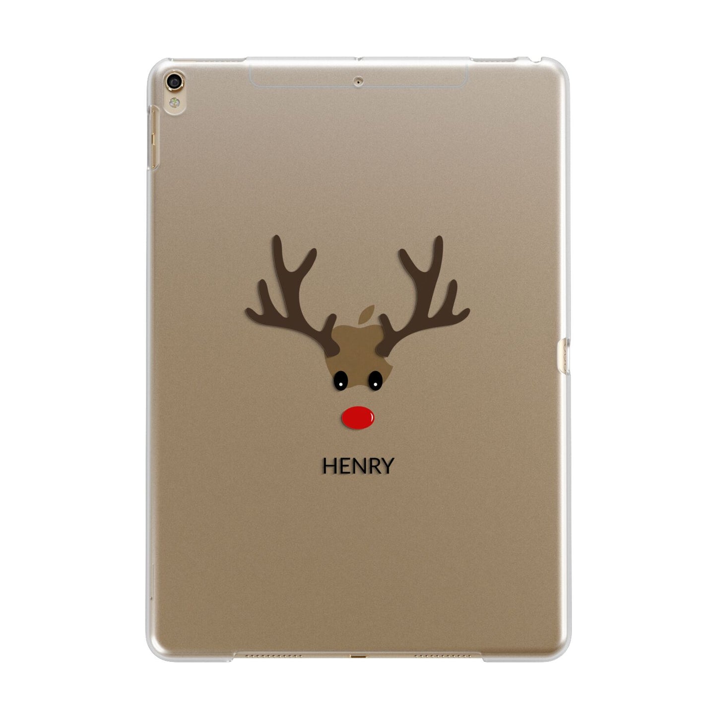 Personalised Reindeer Face Apple iPad Gold Case