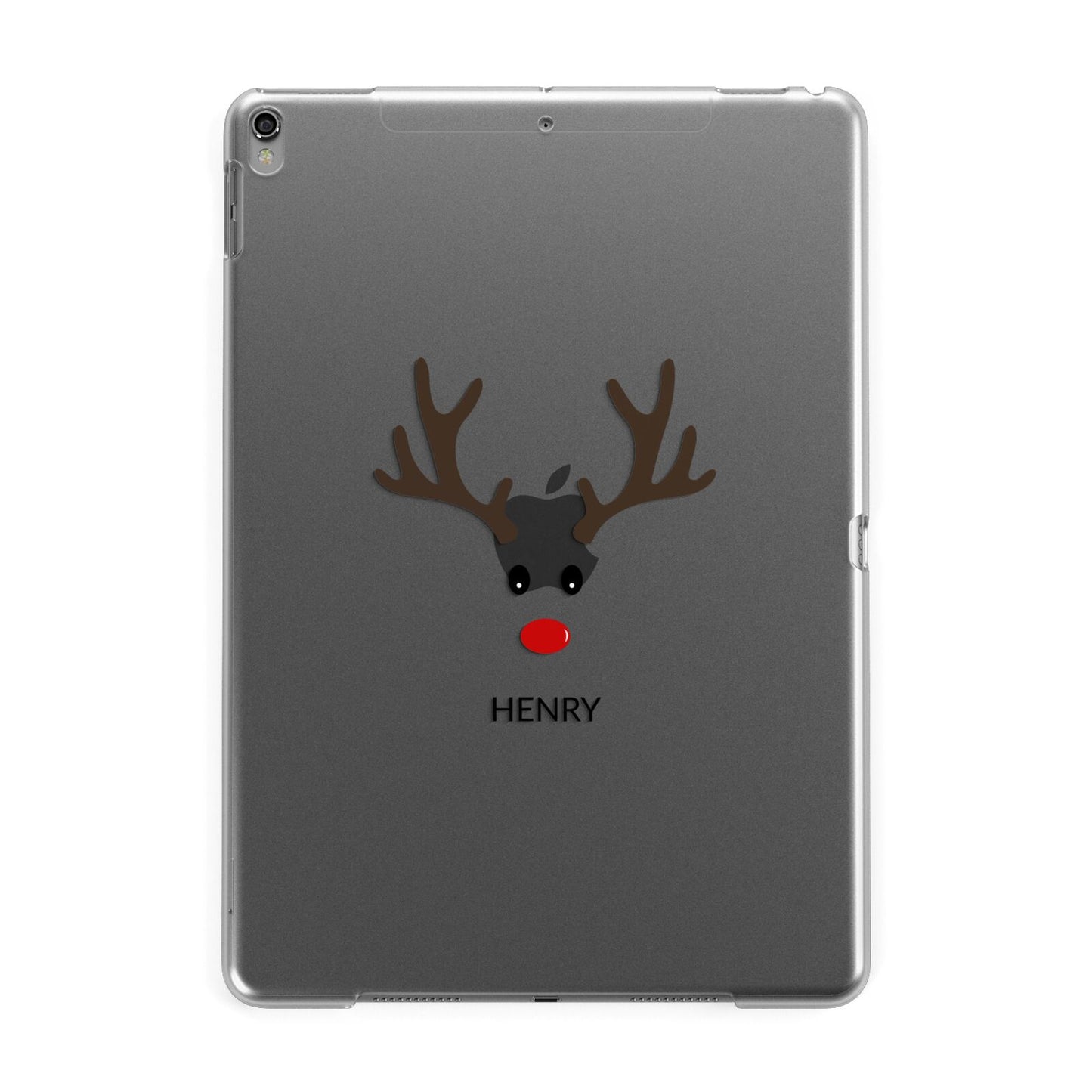 Personalised Reindeer Face Apple iPad Grey Case