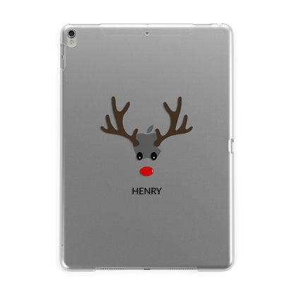 Personalised Reindeer Face Apple iPad Silver Case