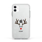 Personalised Reindeer Face Apple iPhone 11 in White with White Impact Case