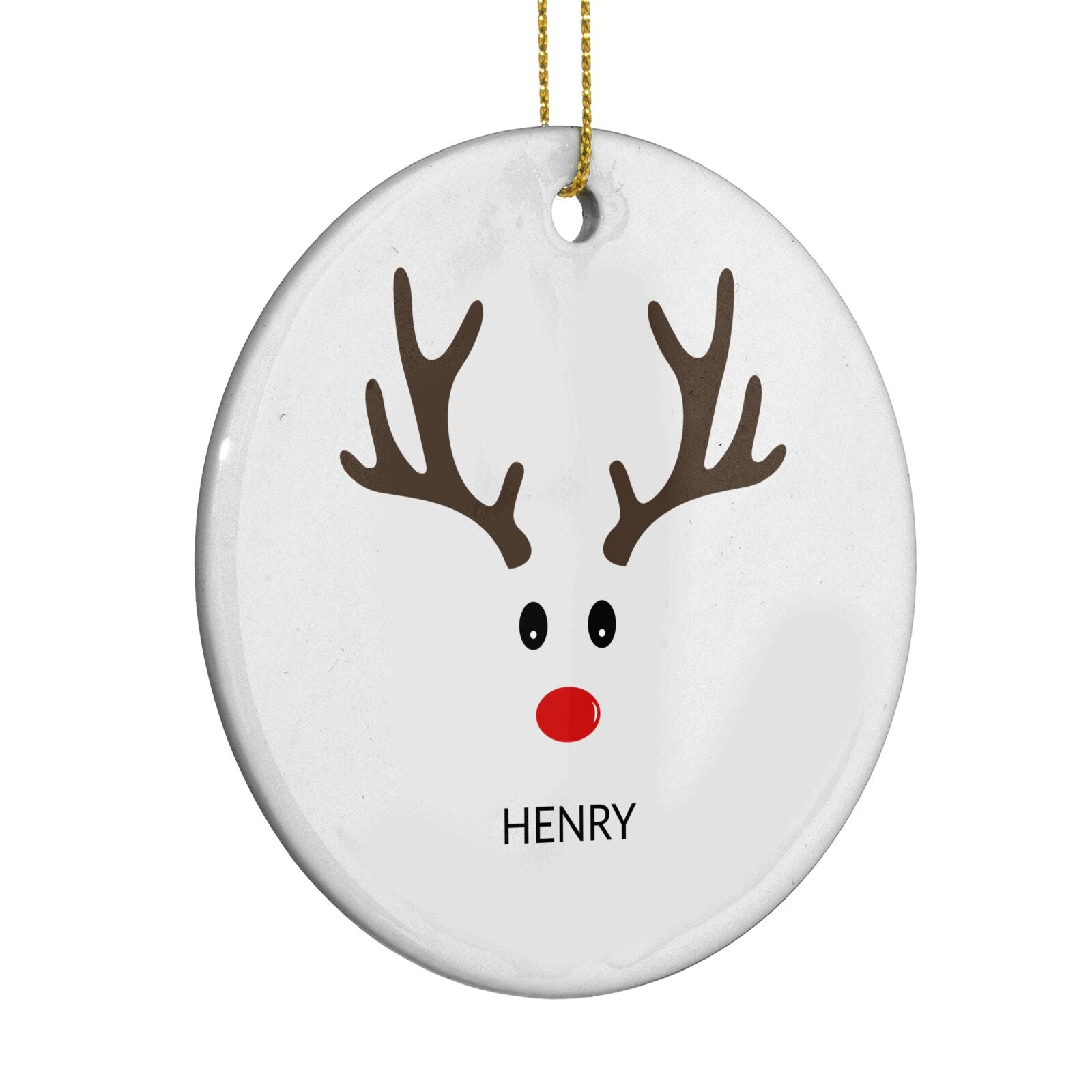 Personalised Reindeer Face Circle Decoration Side Angle