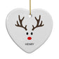 Personalised Reindeer Face Heart Decoration Back Image