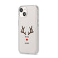 Personalised Reindeer Face iPhone 14 Clear Tough Case Starlight Angled Image