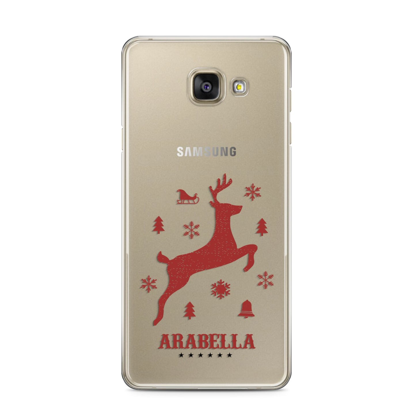 Personalised Reindeer Samsung Galaxy A3 2016 Case on gold phone