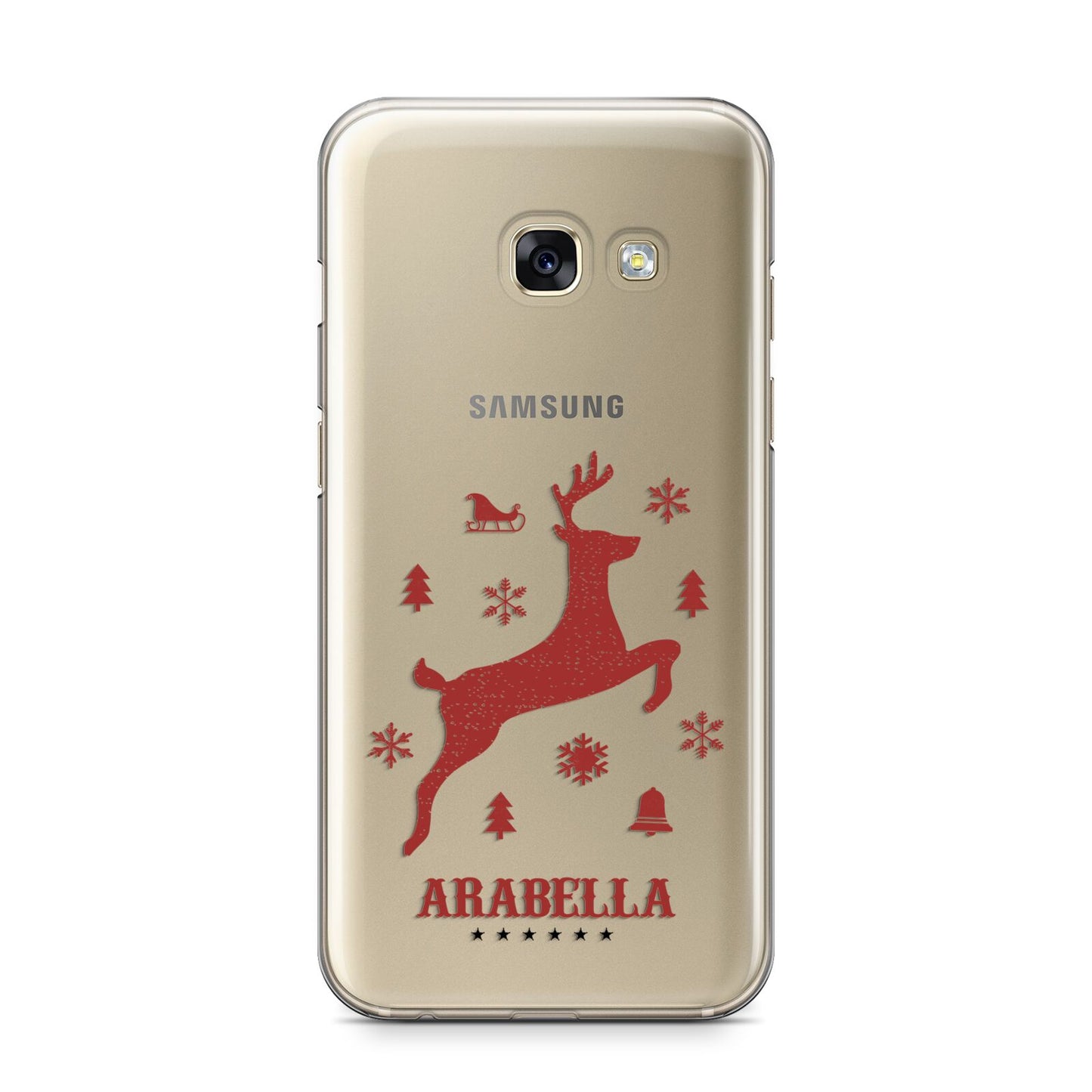 Personalised Reindeer Samsung Galaxy A3 2017 Case on gold phone