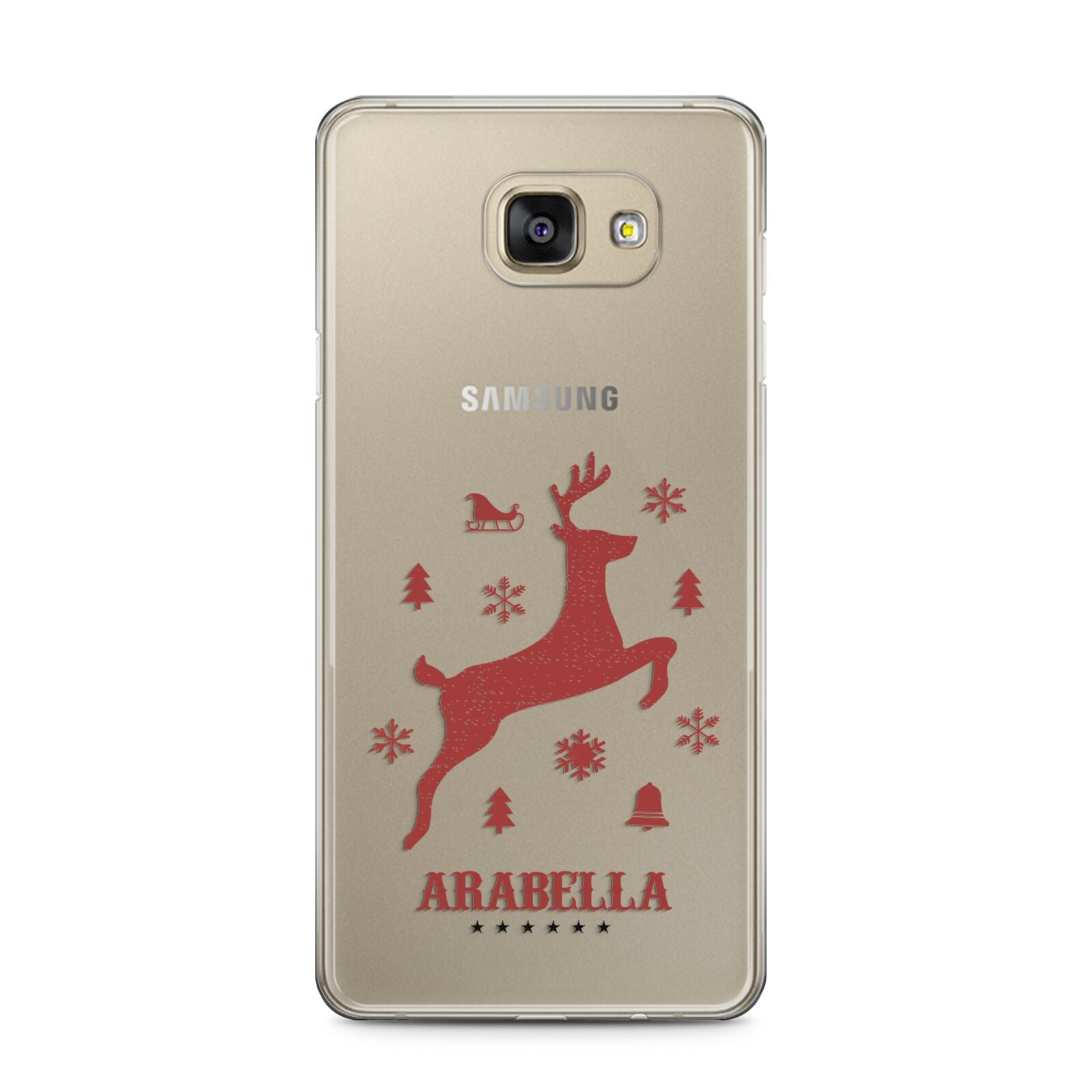 Personalised Reindeer Samsung Galaxy A5 2016 Case on gold phone