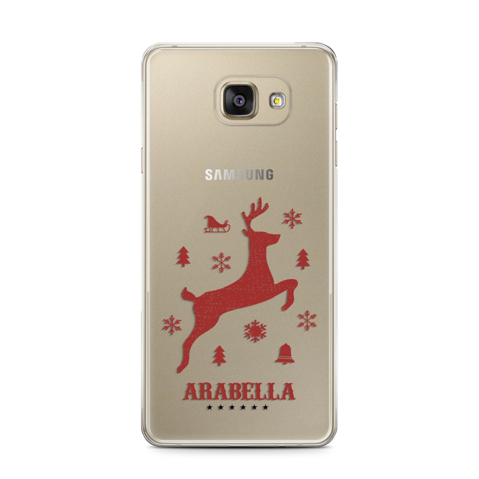 Personalised Reindeer Samsung Galaxy A7 2016 Case on gold phone