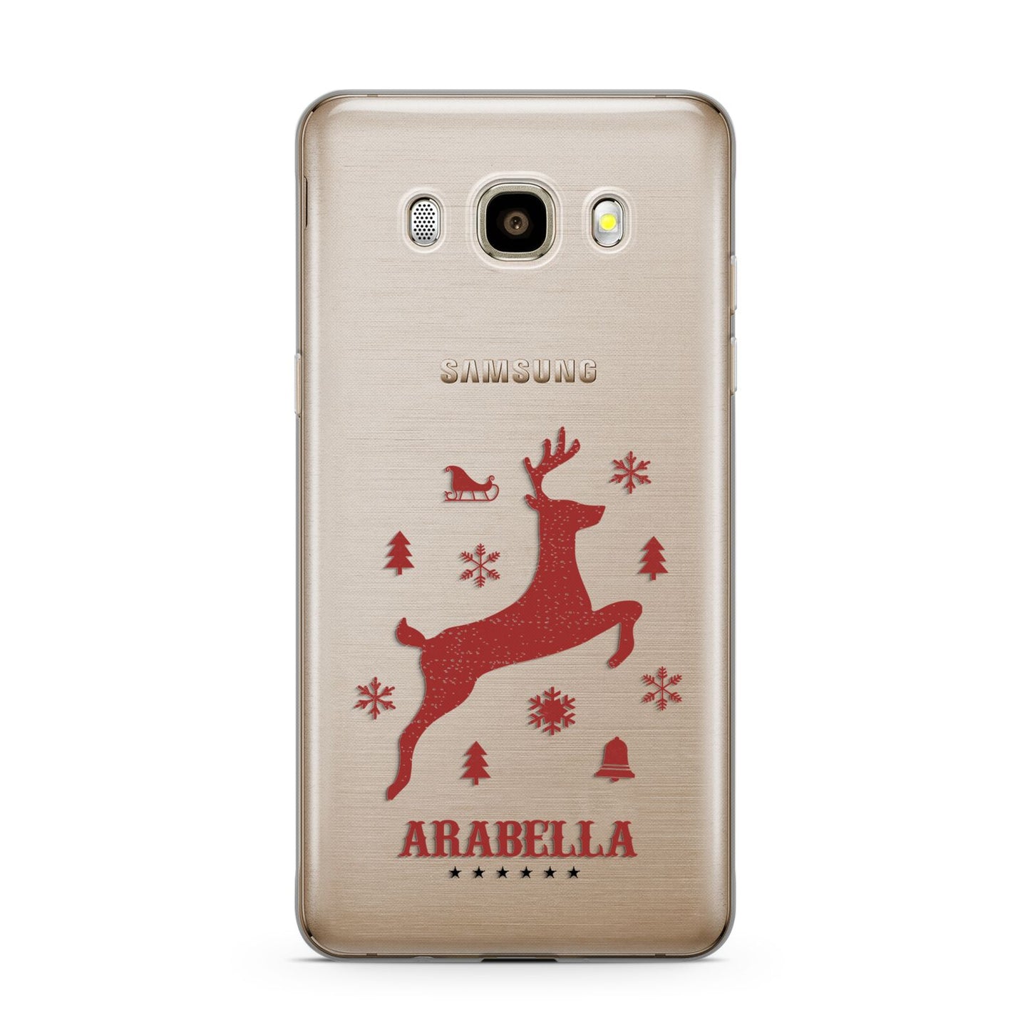 Personalised Reindeer Samsung Galaxy J7 2016 Case on gold phone