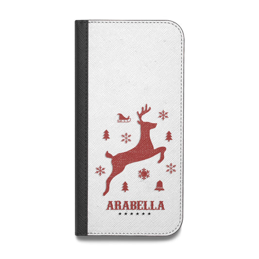 Personalised Reindeer Vegan Leather Flip iPhone Case