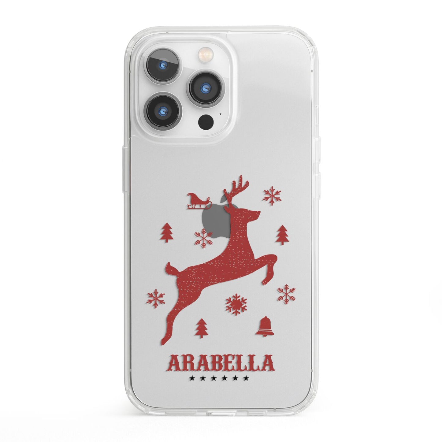 Personalised Reindeer iPhone 13 Pro Clear Bumper Case