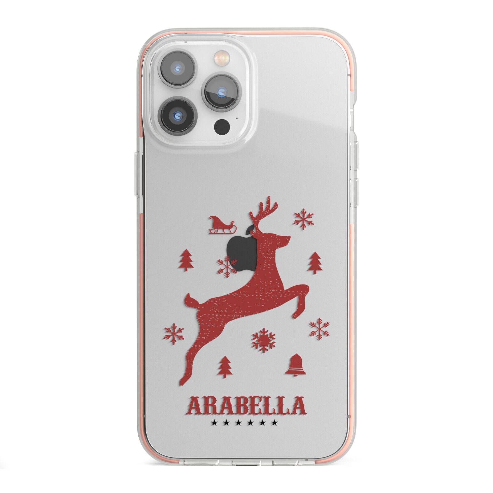 Personalised Reindeer iPhone 13 Pro Max TPU Impact Case with Pink Edges