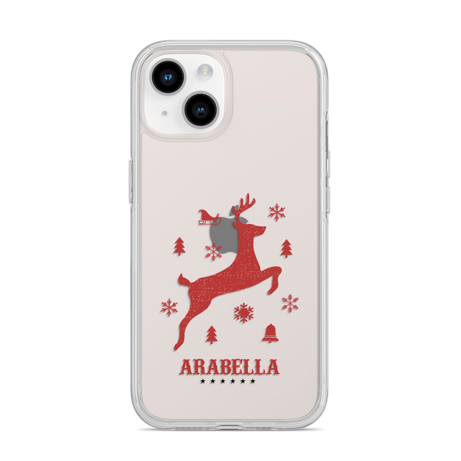 Personalised Reindeer iPhone 14 Clear Tough Case Starlight