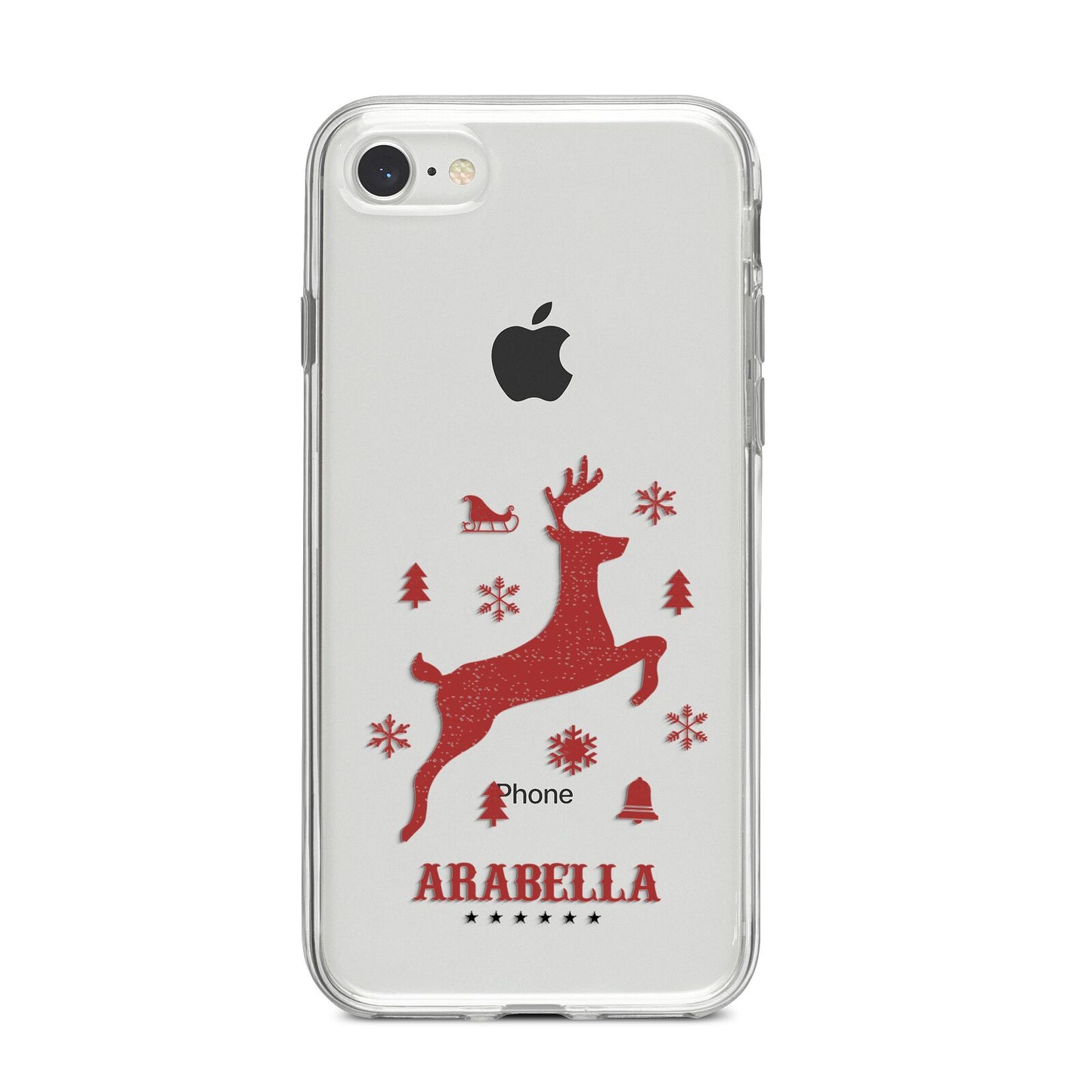 Personalised Reindeer iPhone 8 Bumper Case on Silver iPhone