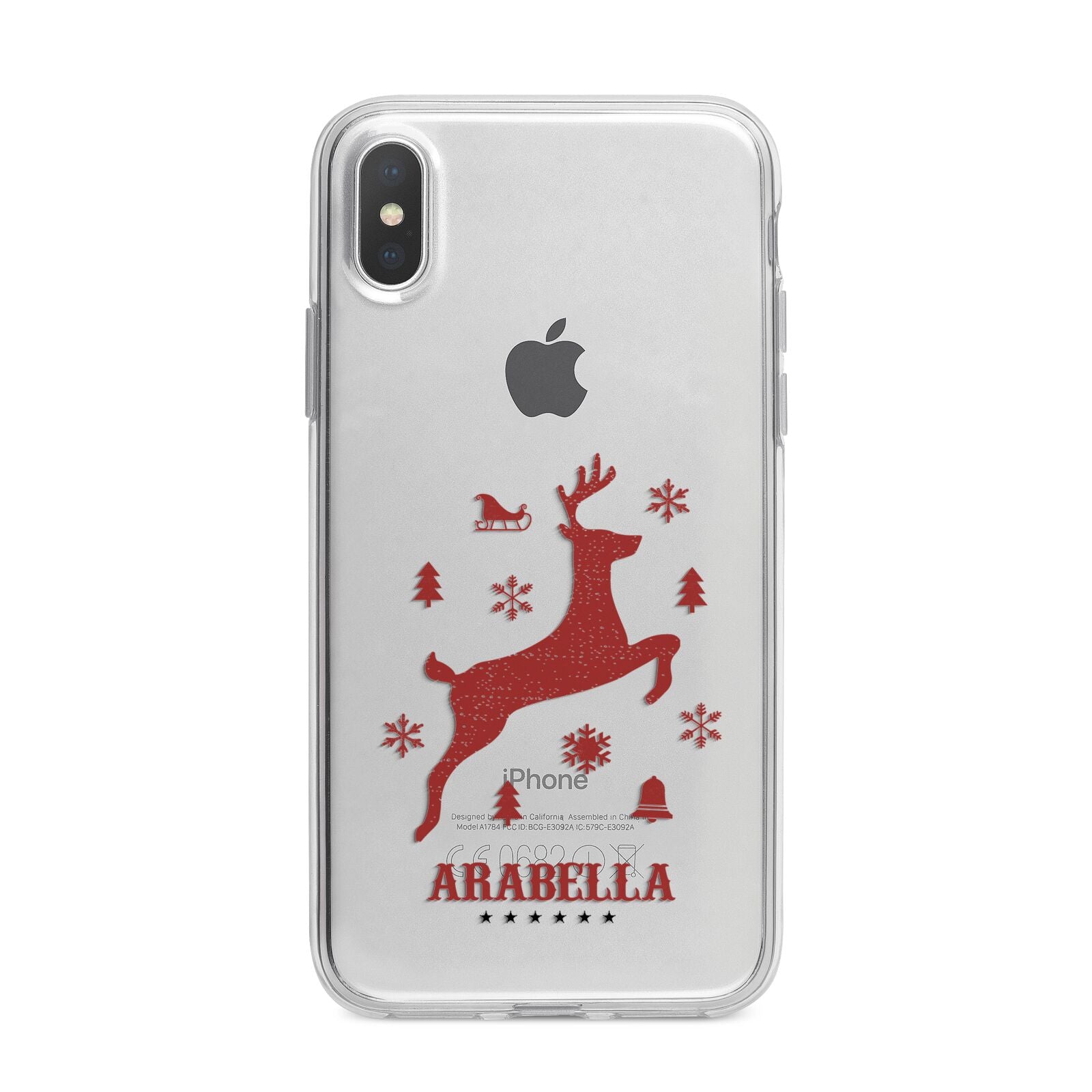 Personalised Reindeer iPhone X Bumper Case on Silver iPhone Alternative Image 1