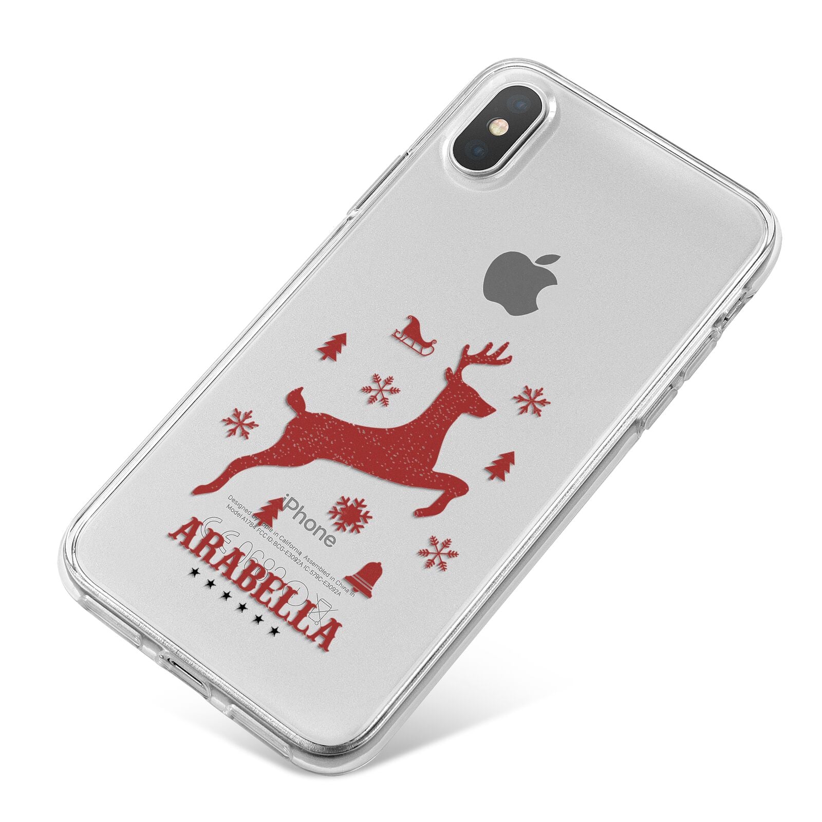 Personalised Reindeer iPhone X Bumper Case on Silver iPhone