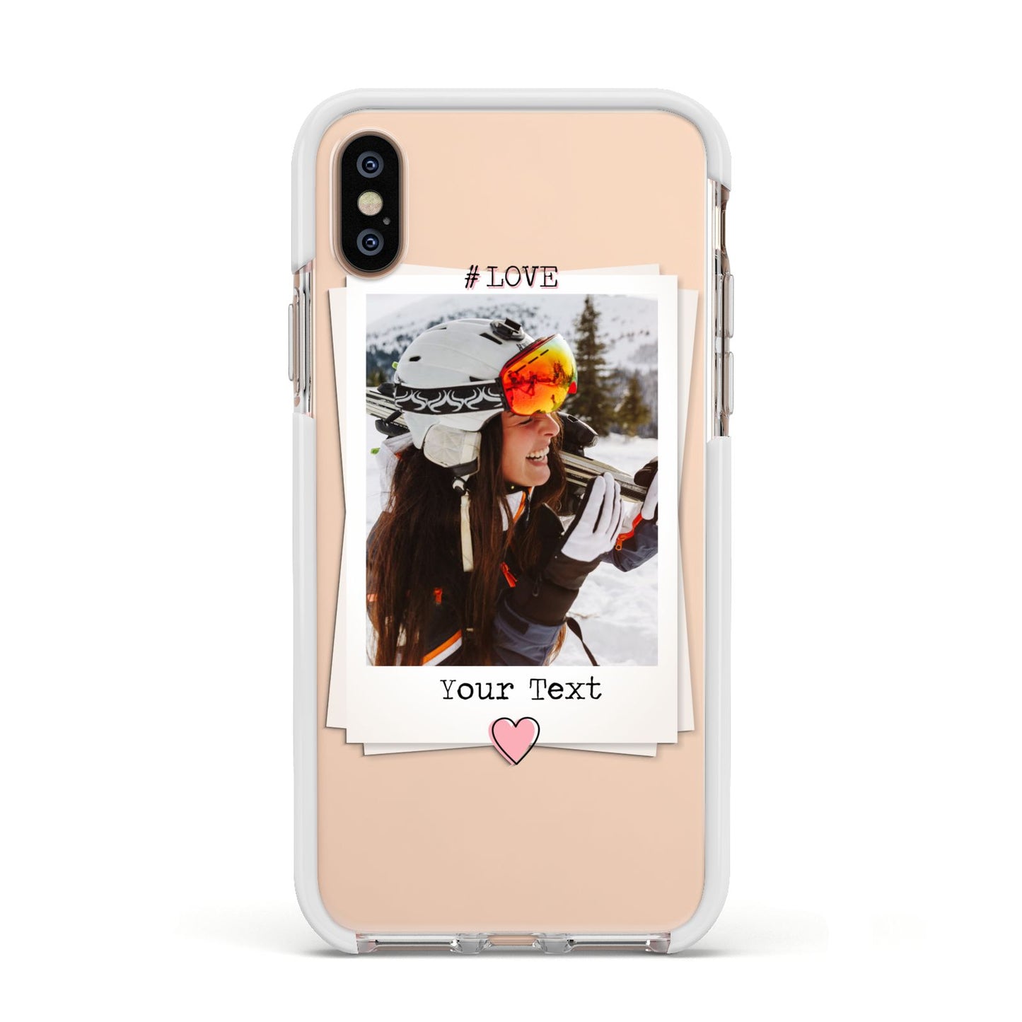 Personalised Retro Photo Apple iPhone Xs Impact Case White Edge on Gold Phone