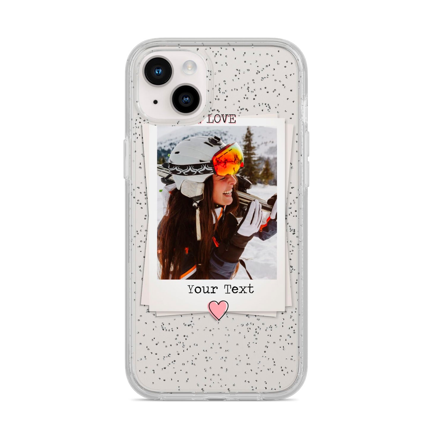 Personalised Retro Photo iPhone 14 Plus Glitter Tough Case Starlight