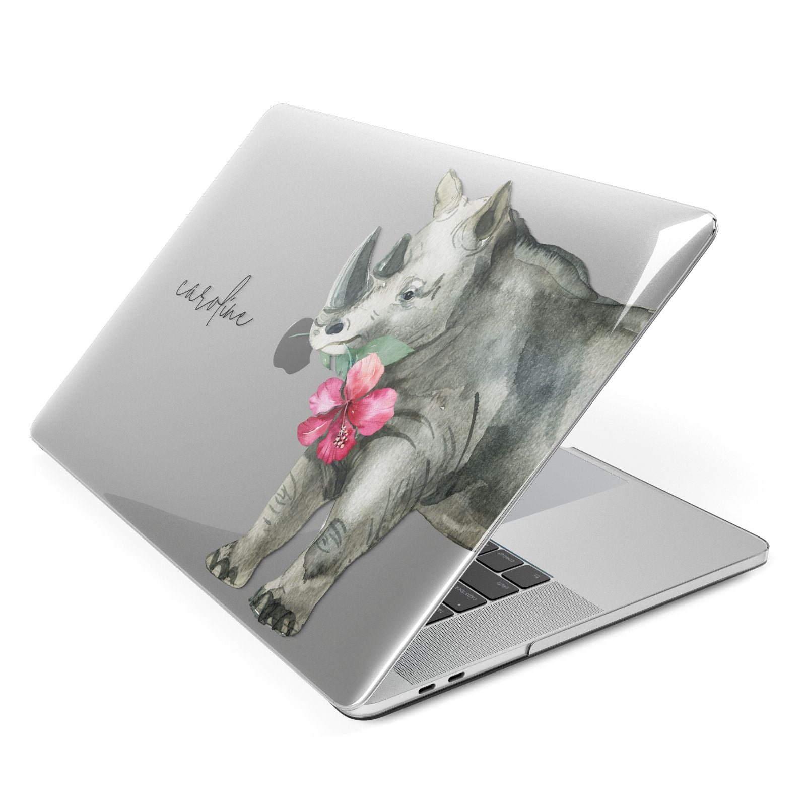 Personalised Rhinoceros Apple MacBook Case Side View