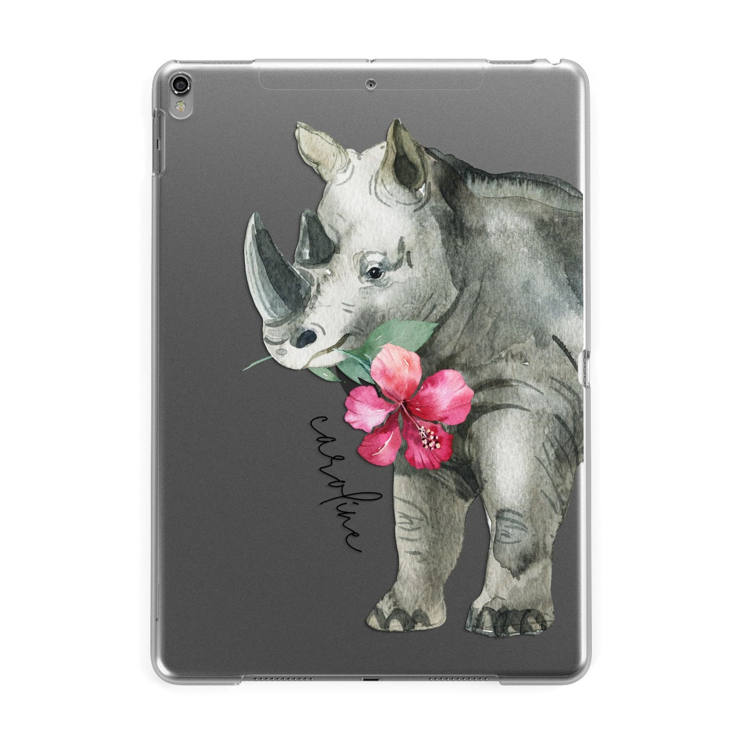 Personalised Rhinoceros Apple iPad Grey Case