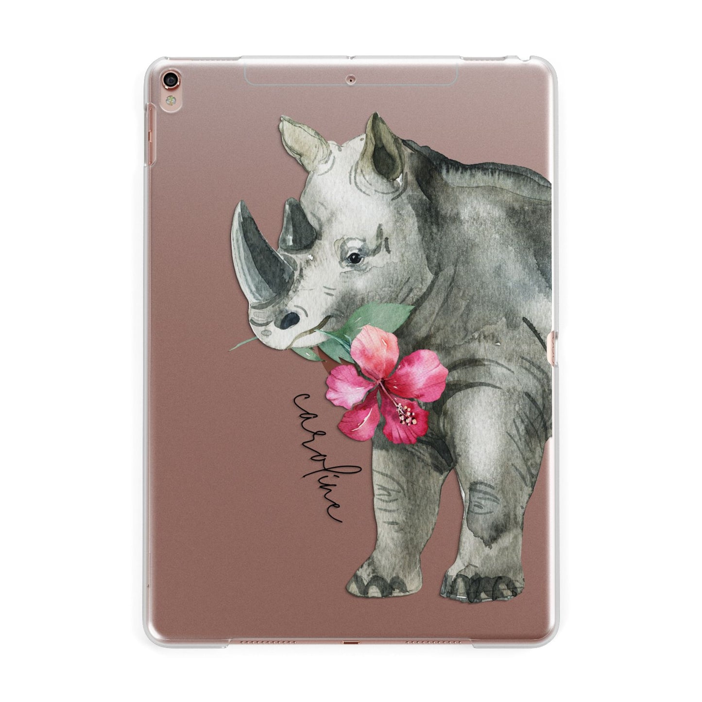 Personalised Rhinoceros Apple iPad Rose Gold Case