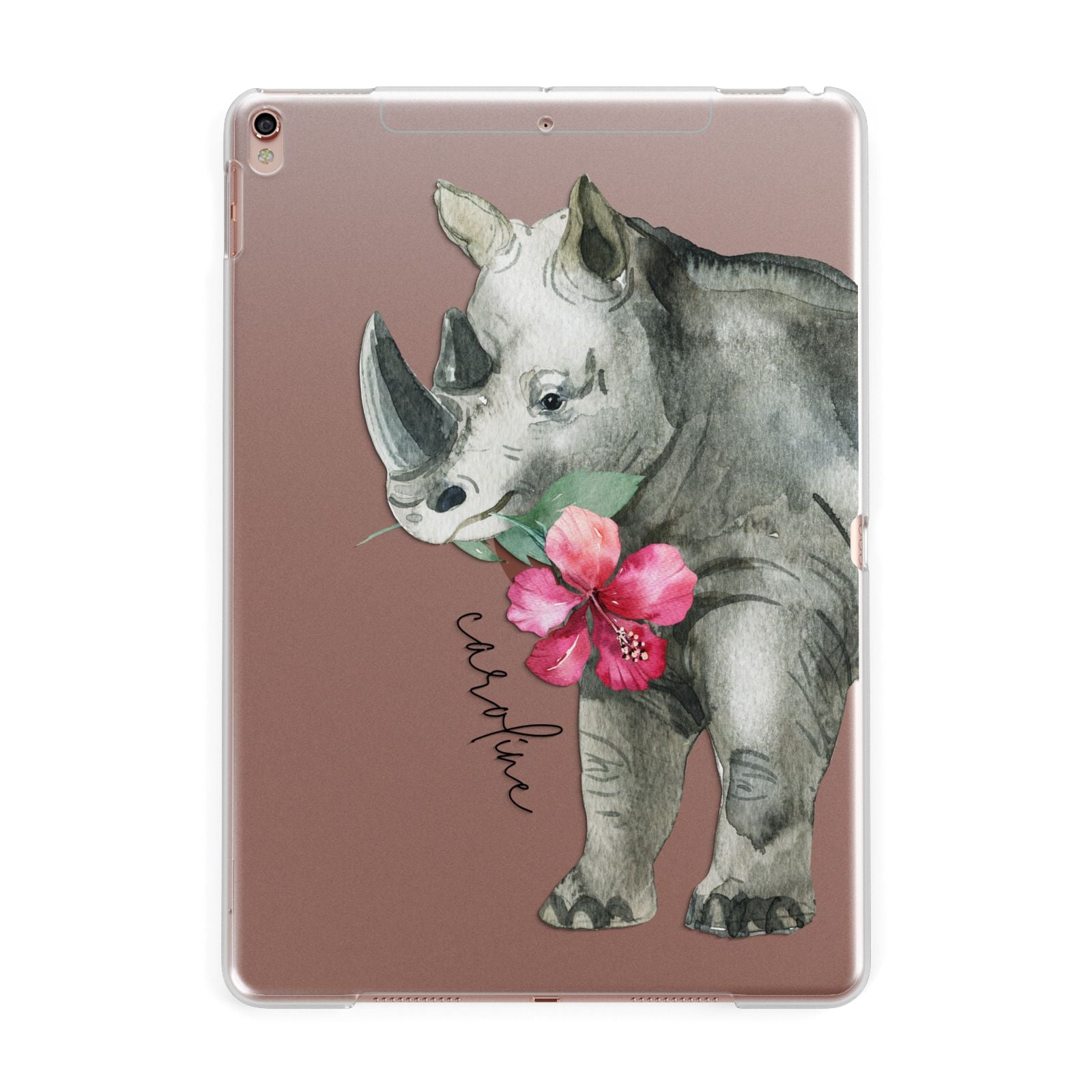 Personalised Rhinoceros Apple iPad Rose Gold Case