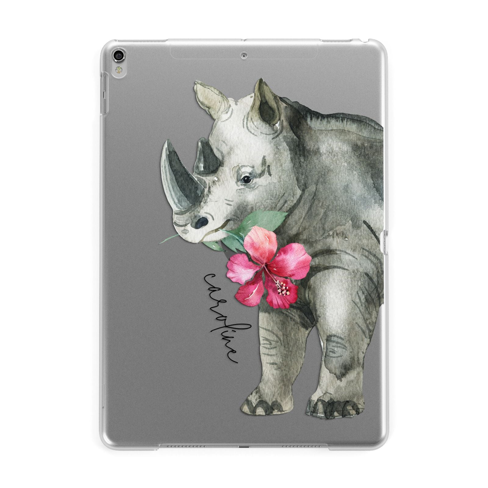 Personalised Rhinoceros Apple iPad Silver Case