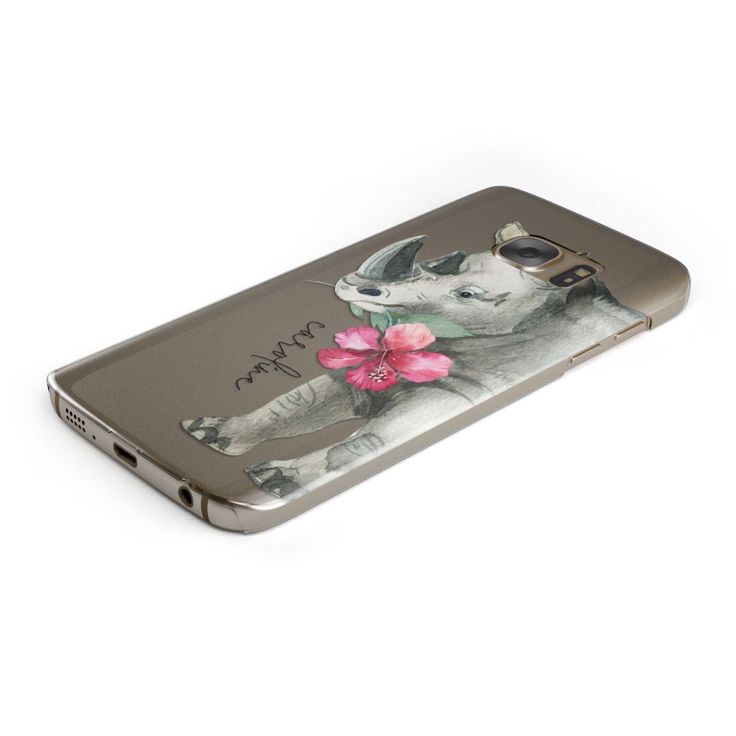 Personalised Rhinoceros Protective Samsung Galaxy Case Angled Image