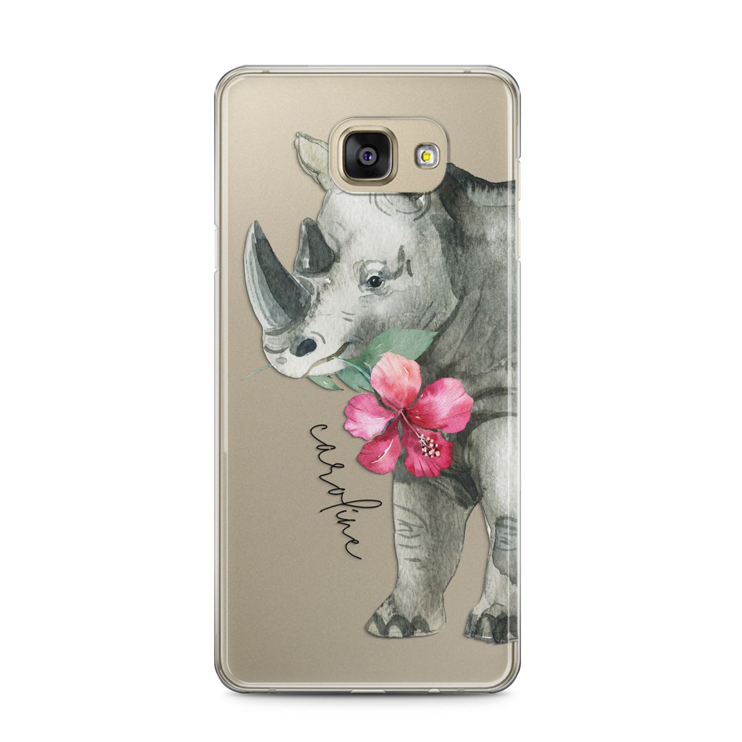 Personalised Rhinoceros Samsung Galaxy A5 2016 Case on gold phone